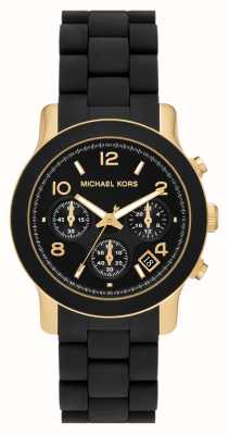 Michael Kors Black USA Chronograph Dial Mesh MK9060 Slim Bracelet Class Watches™ Black | - Steel Runway First 