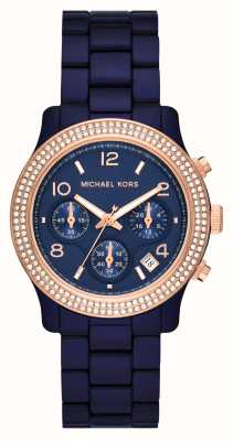 Michael Kors Women's Runway | Blue Chrono Dial | Blue Stainless