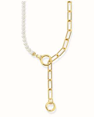 Thomas Sabo Freshwater Pearls With White Zirconia Yellow Gpld Plated Necklace KE2193-445-14-L47V