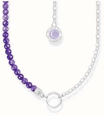 Thomas Sabo Violet Imitation Amethyst Beads Silver Members Charm Necklace KE2190-007-13-L37V
