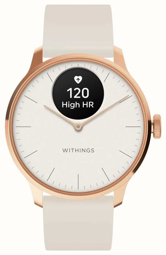 Withings ScanWatch Light Hybrid Smartwatch (37mm) White Dial Rose  HWA11-MODEL 1-ALL-INT First Class Watches邃｢ USA