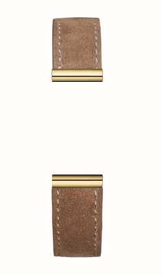 Herbelin Antarès Interchangeable Watch Strap - Brown Suede Leather / Gold PVD Steel - Strap Only BRAC17048P117