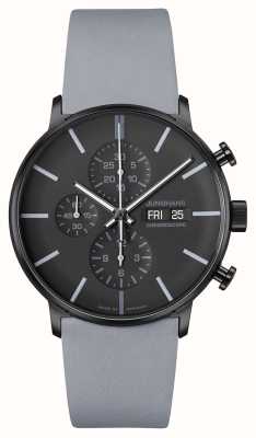 Junghans FORM A Chronoscope (42mm) Black Dial / Grey Leather Strap 27/4371.01