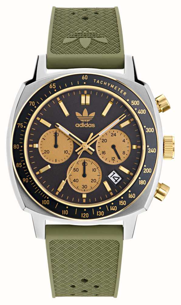 Adidas MASTER ORIGINALS Chronograph (44mm) Dial / Green Rubber AOFH23504 - First Class Watches™ USA