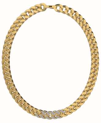 Guess Men's Champions Gold Plated Curb Chain And White Crystal Necklace 23" UMN01379YG