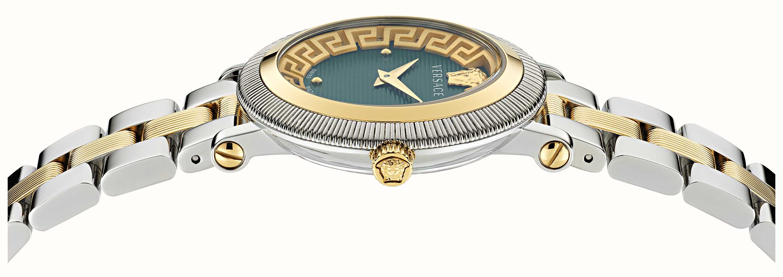 Versace GRECA FLOURISH Class (35mm) Stainless USA Dial Steel First Green Watches™ / VE7F00523 Two-Tone 