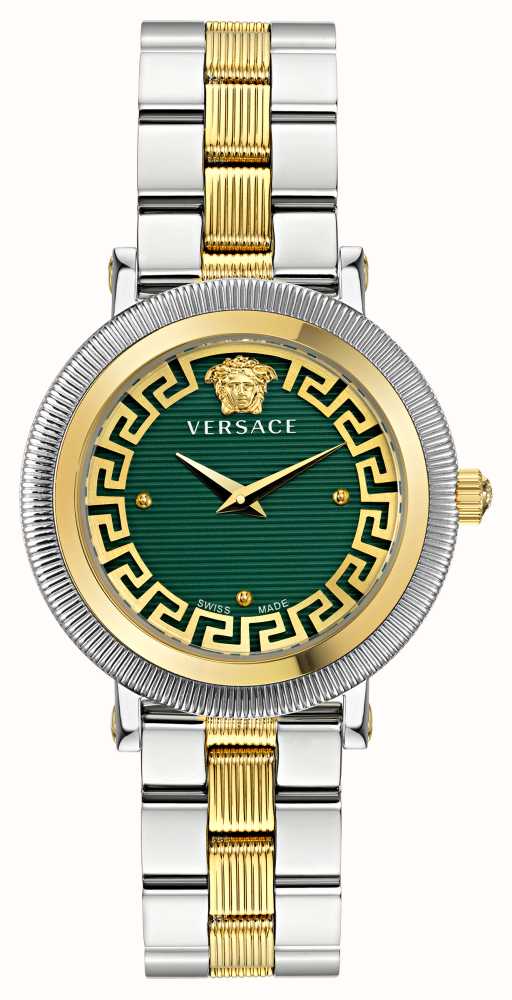 Versace GRECA FLOURISH - USA Watches™ Steel Green Dial Stainless (35mm) First Two-Tone VE7F00523 Class 