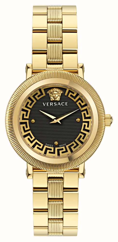 Versace GRECA FLOURISH (38mm) / First PVD - Black Gold Dial Steel USA Stainless Class Watches™ VE7F00623