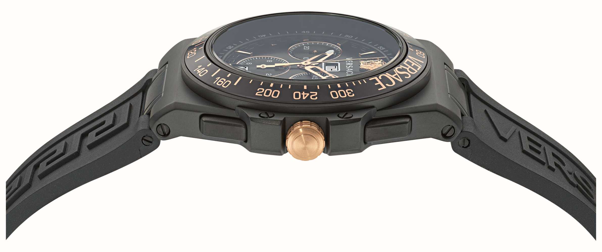 Versace GRECA (43mm) Silicone - Black VE7H00323 Watches™ USA CHRONO / Dial First Class Black EXTREME