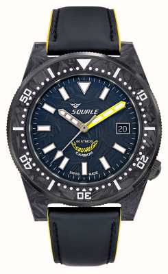 Squale T-183 Forged Carbon Yellow (42mm) Forged Carbon Dial / Rubberized Leather Strap T183AFCY.RLY