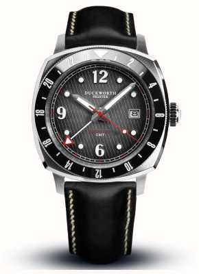 Duckworth Prestex Men's Rivington GMT (42mm) Black Dial / Black Leather Strap D489-01-A