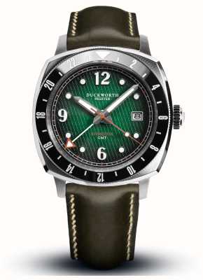 Duckworth Prestex Rivington GMT (42mm) Green Dial / Green Leather Strap D489-04-E