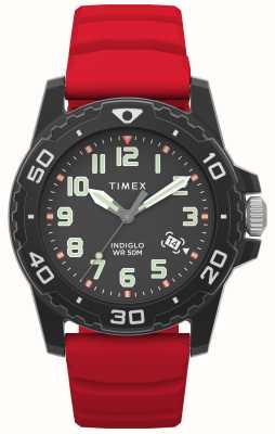 Timex Diver Style (42mm) Black Dial / Red Silicone Strap TW5M61000