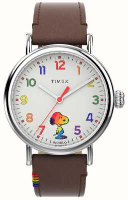 Timex Standard Peanuts Love (40mm) White Dial / Brown Leather Strap TW2W53900