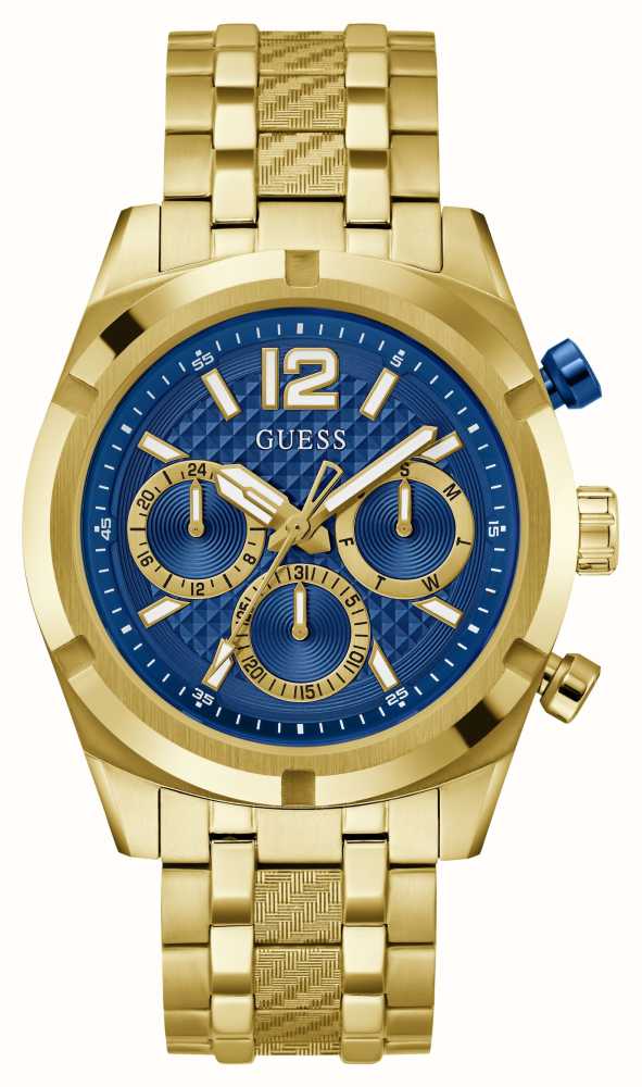 Guess Men's Resistance (44mm) Blue Dial / Gold-Tone Stainless Steel ...