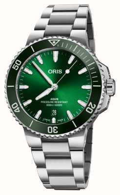 ORIS Aquis Date Automatic (41.5mm) Green Dial / Stainless Steel Bracelet 01 733 7787 4157-07 8 22 04PEB