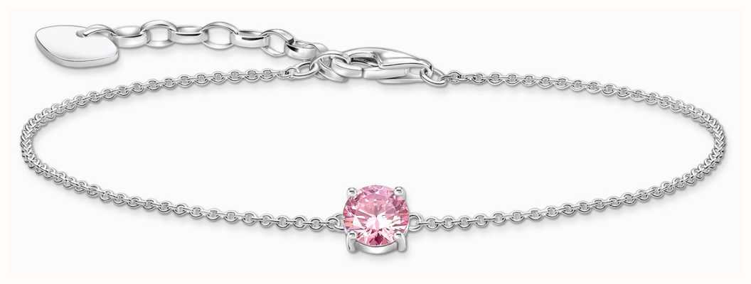 Thomas Sabo Pink Zirconia Solitaire Sterling Silver Bracelet 19cm A2156-051-9-L19V