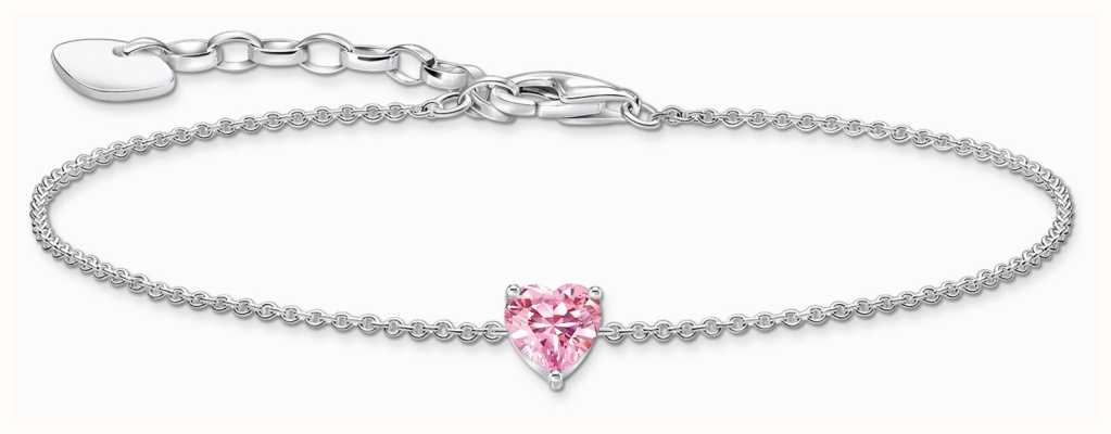 Thomas Sabo Pink Zirconia Heart-Shaped Crystal Sterling Silver Bracelet 19cm A2157-051-9-L19V