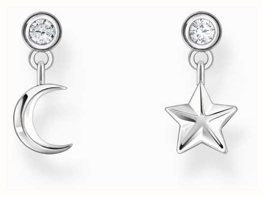 Thomas Sabo Moon and Star Charm Sterling Silver Stud Earrings H2293-051-14