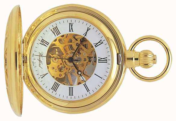 Woodford | Hunter Skeleton | Gold Plated Cut Out | Pocket Watch | With Chain 1029