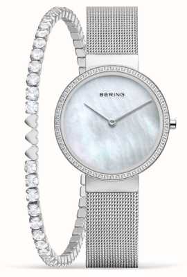 Bering Women's Classic Gift Set (31mm) Mother-of-Pearl Dial / Stainless Steel Mesh Bracelet 14531-004-GWP190