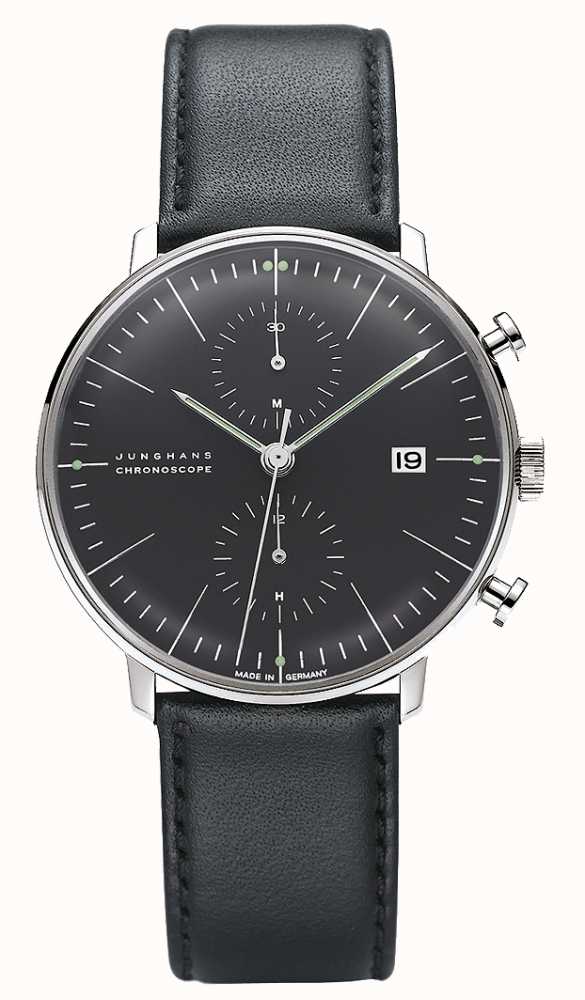 Junghans Max Bill Chronoscope Black Leather Strap 27 4601.04