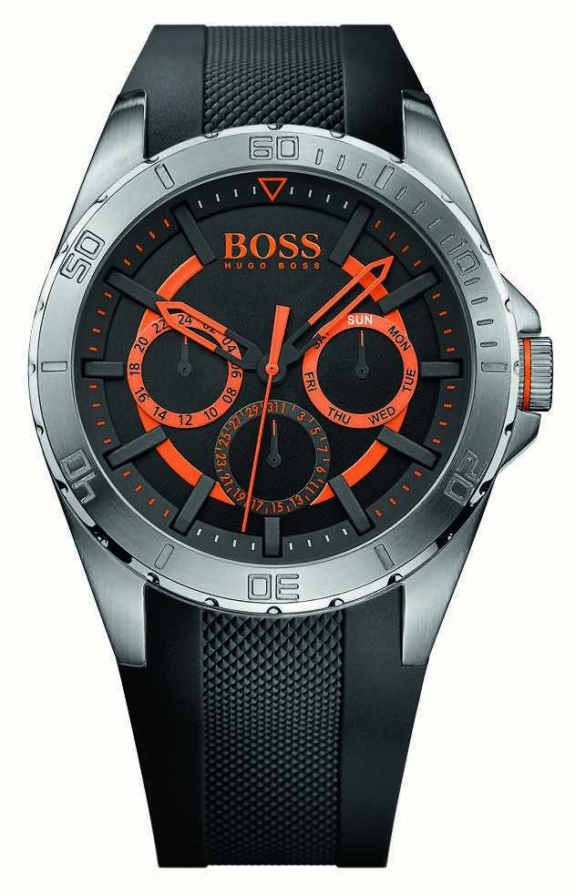 black and orange boss watch