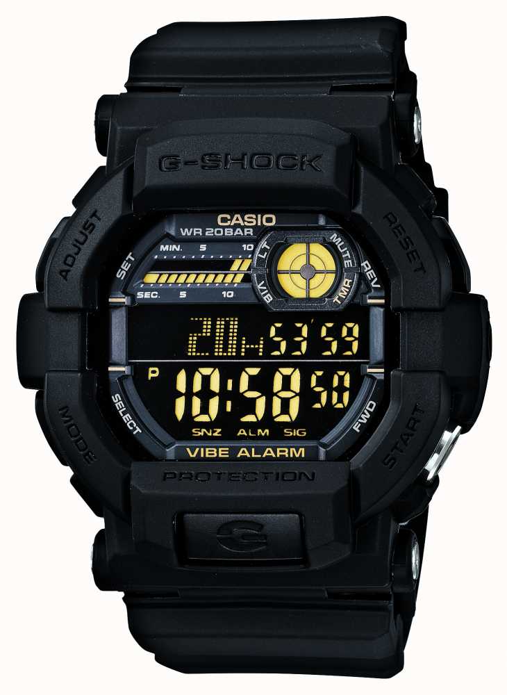 Casio G-Shock Class Vibrating Yellow GD-350-1BER Watches™ Watch - USA First 5 Black Alarm