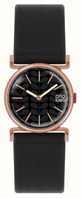 Orla Kiely Cecelia Black Leather Strap Dial Ok2048 First Orla Kiely Cecelia Black Leather Strap