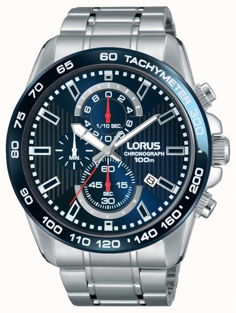 lorus men's stainless steel bracelet chronograph watch