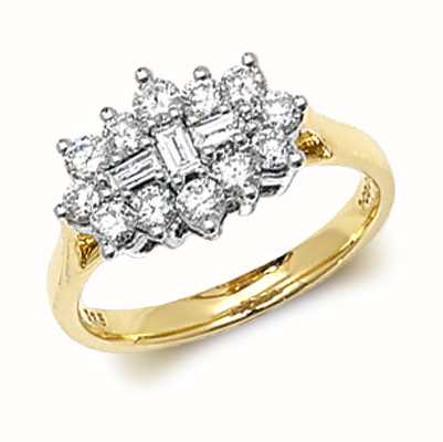 James Moore TH 9k Yellow Gold 1ct Diamond Cluster Ring RD315