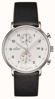 Junghans FORM C Chronoscope Calfskin Black Strap with Numbers 41/4771.00