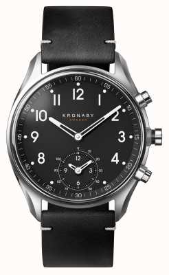 Kronaby APEX Hybrid Smartwatch (43mm) Black Dial / Black Italian Leather Strap S1399/1