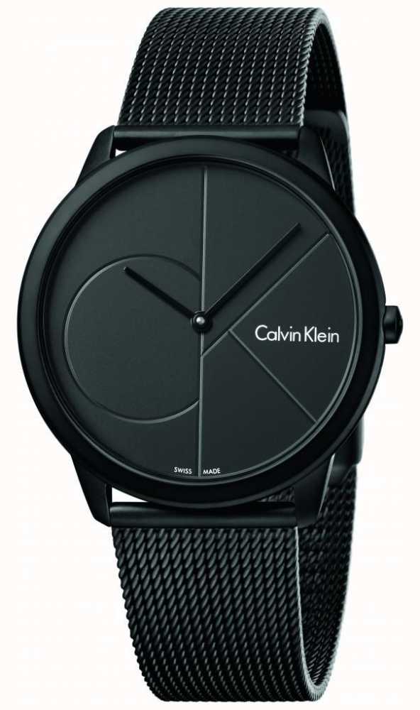 Calvin Klein Mens Minimal Black Stainless Steel Mesh Bracelet K3m514b1 First Class Watches™ Usa 0988