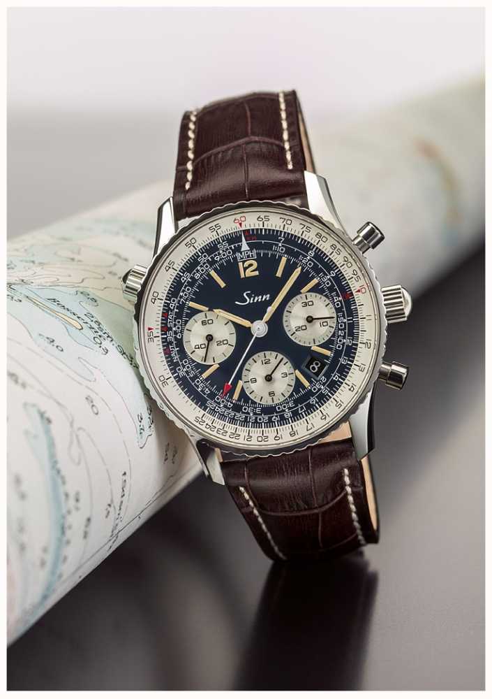 Sinn 903 St B E Navigation Chronograph Alligator Embossed Leather 903. ...