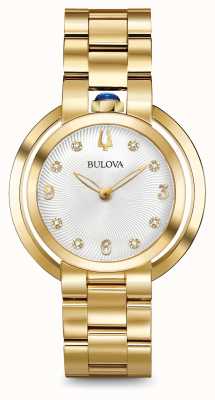 Bulova Womans Rubaiyat Gold Tone Diamond Watch 97P125