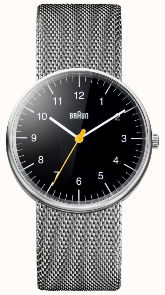 Braun Gents BN0211 Classic Slim Watch - Black Dial and Black Mesh Brac –  Braun Clocks