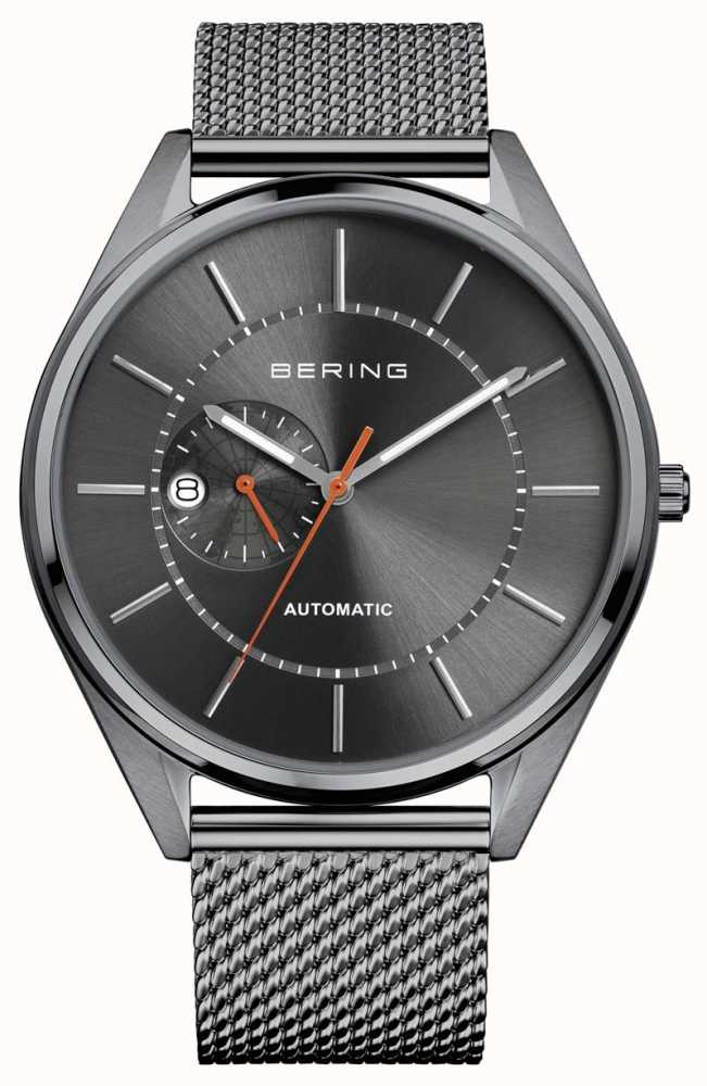 Bering Automatic Date Display Grey Dial Stainless Steel Mesh Strap
