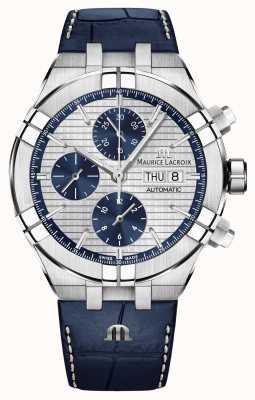 Maurice Lacroix Aikon Automatic Chronograph Blue Leather Strap Watch AI6038-SS001-131-1