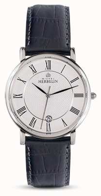 Michel Herbelin Men's Classic Black Leather Strap White Dial 12248/08