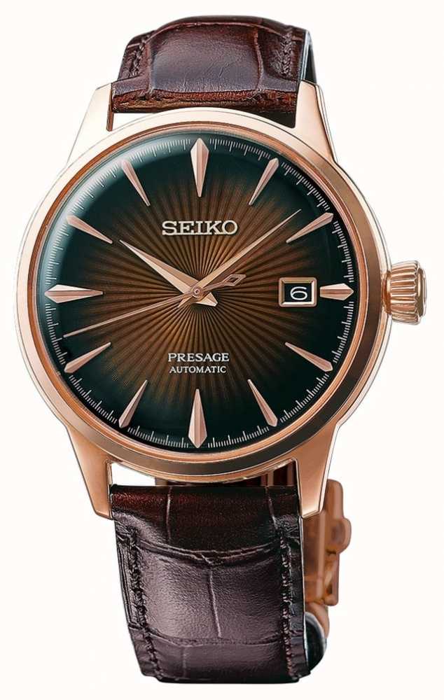 Presage Cocktail Automatic Rose Gold Case Brown Leather SRPB46J1 - First Class Watches™ USA