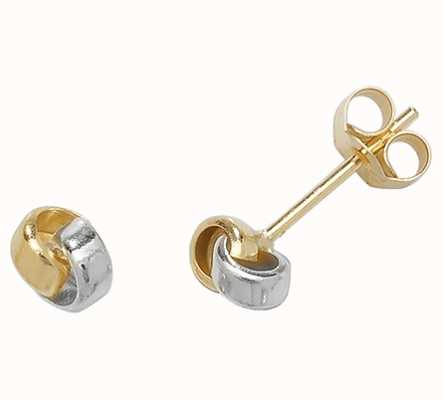 James Moore TH 9k White and Yellow Gold Knot Stud Earrings ES356