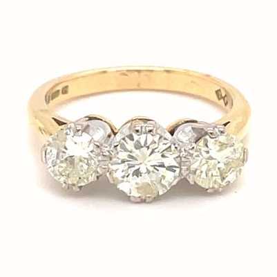 Pre-owned 18ct Yellow Gold 1.75ct Diamond 3 Stone Ring J3088