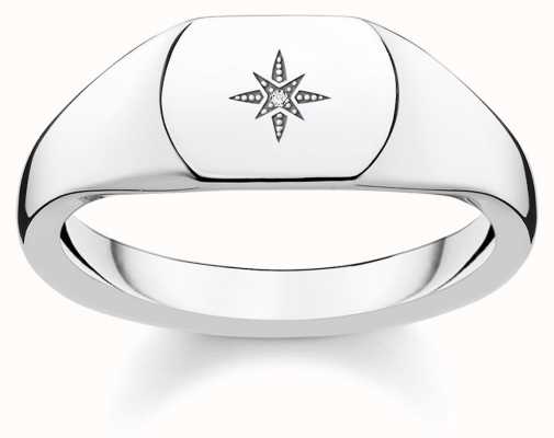 Thomas Sabo Silver Diamond Signet Ring Size 54 D_TR0038-725-14-54