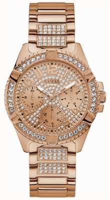 Guess Women's Rose Gold Watch Rose Gold Dial With Crystals W1156L3