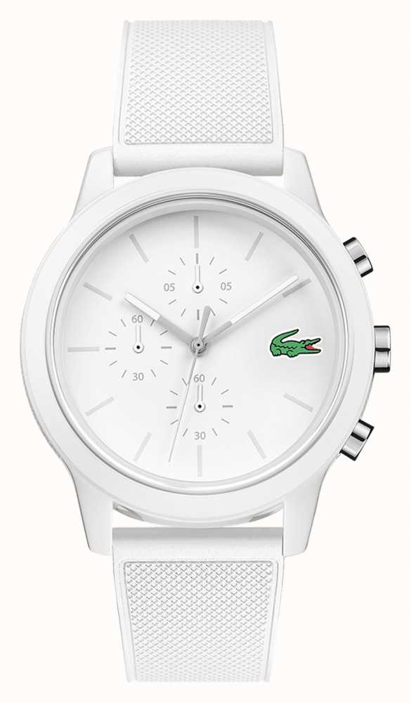 12.12 2010974 USA Watches™ First Chronograph Class White Silicone Strap - Lacoste