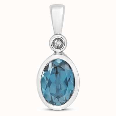 James Moore TH 9k White Gold Diamond London Blue Topaz Pendant Pd249wlb