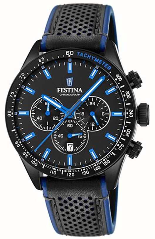 Festina Men\'s Chronograph Watches™ Dial USA Leather First Black Strap - Class Black F20359/3