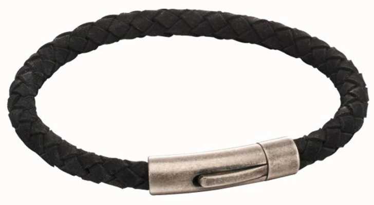 Fred Bennett Men's Black Suede Bracelet Antique Steel Clasp B5138
