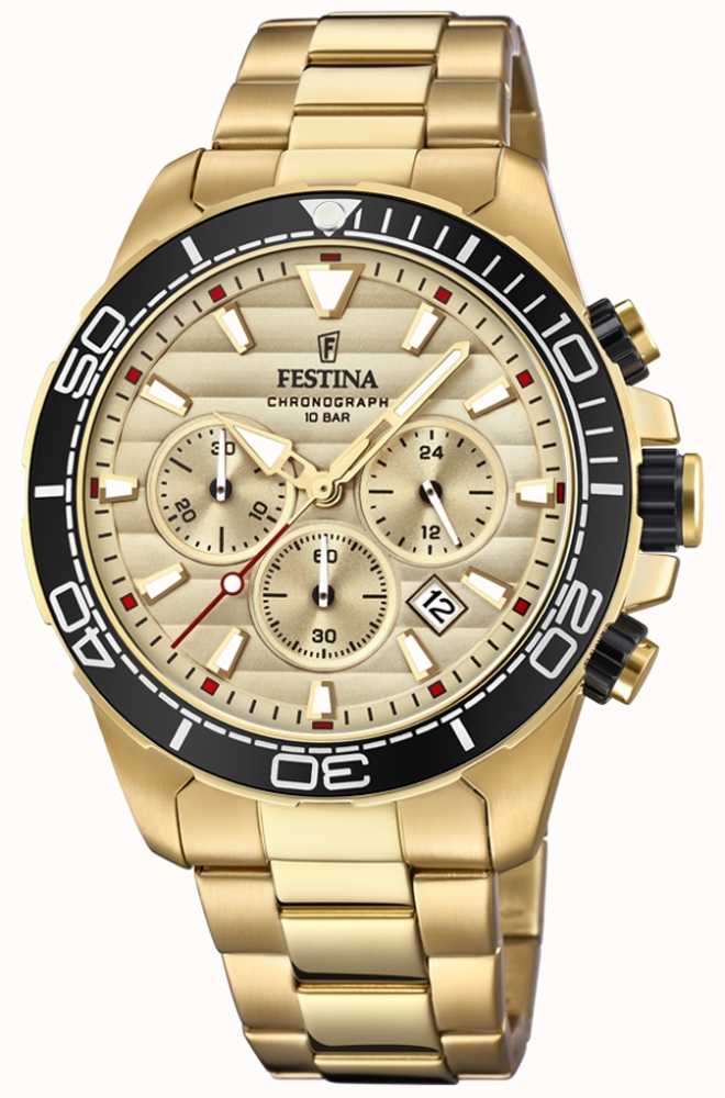 Ruimteschip Roman Dekbed Festina Men's Gold Stainless Steel Chronograph Gold Dial F20364/1 - First  Class Watches™ USA